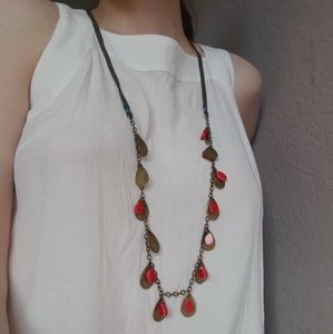 Anthropologie boho bead and suede necklace